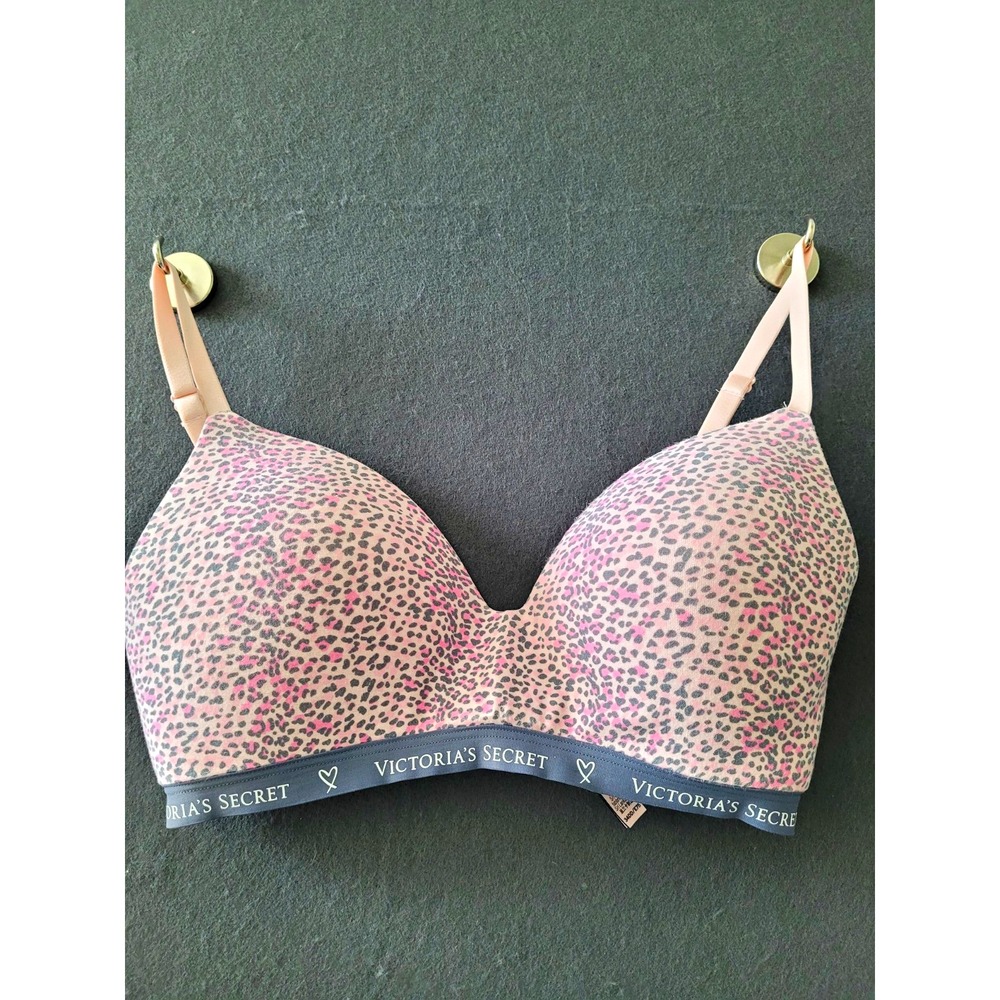 Victoria's Secret Pink Leopard Print Push-Up Bra 34DD Padded